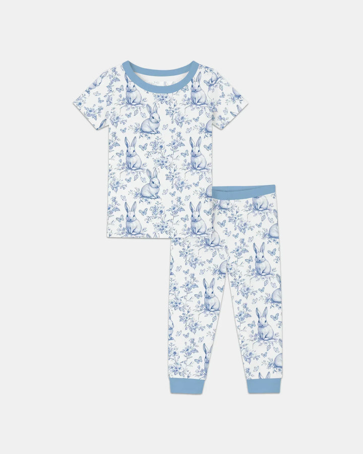 Easter Chinoiserie Toile de Jouy Bamboo Two Piece Short Sleeve Pajama Set