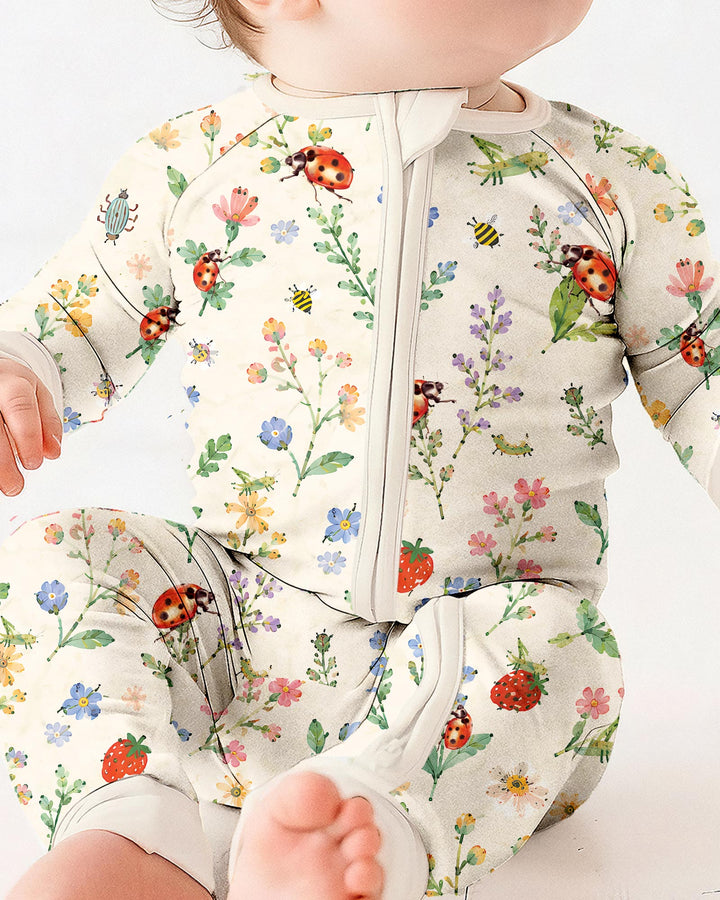 Ladybug Floral Wild Flower Vintage Bamboo Convertible Zippy