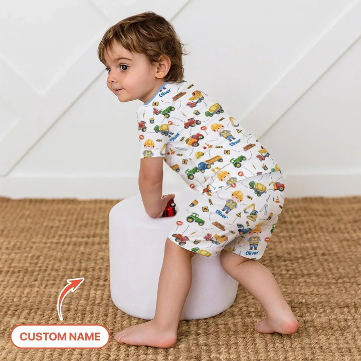 Custom Character Little Digger Adventures Bamboo Two Piece Short Sleeve Shorts Pajama Set