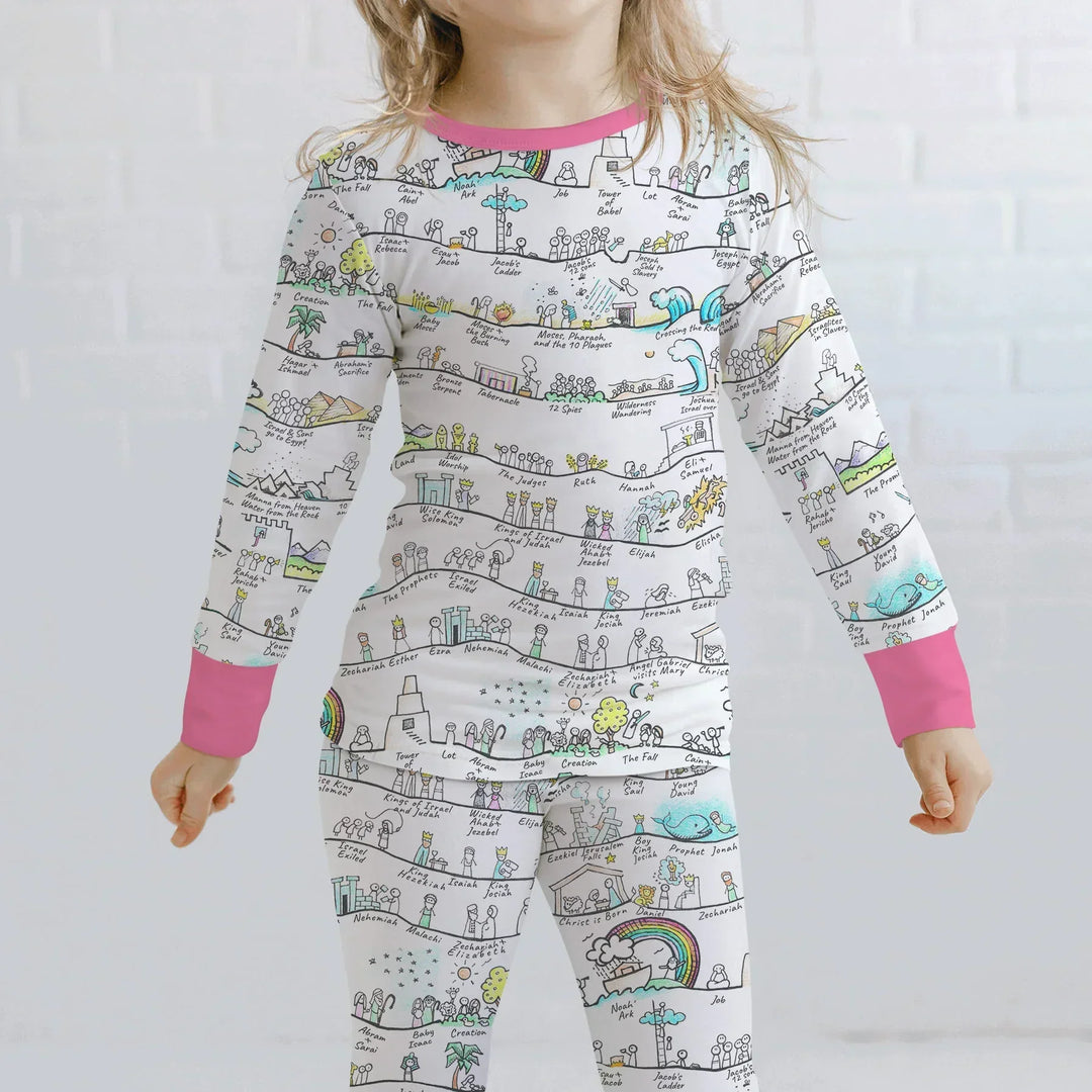 Bible Story Journey Family Matching Bamboo Two Piece Long Sleeve Pajama Set