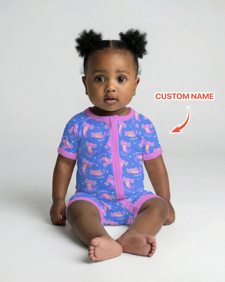 Axolotl Glow Custom Name Bamboo Shorty Zippy