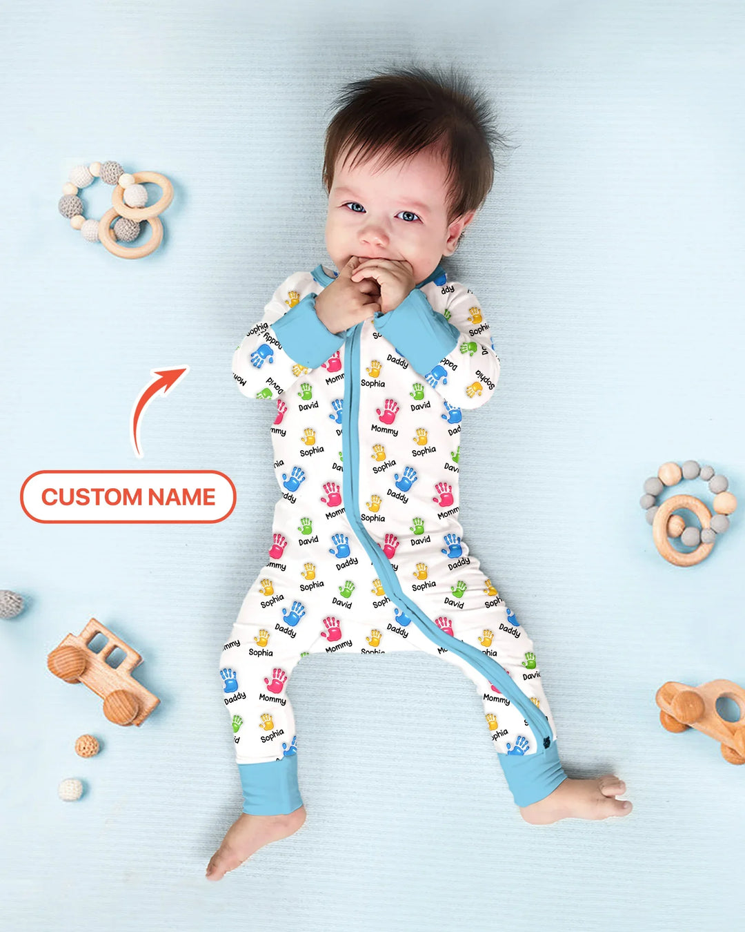 First Mother Day - Handprints Bamboo Convertible Zippy