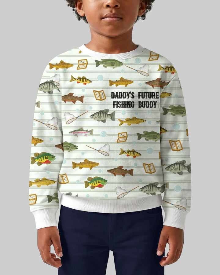 Embroidered Fishing Dad And Me Matching Bamboo Crewneck Sweatshirt