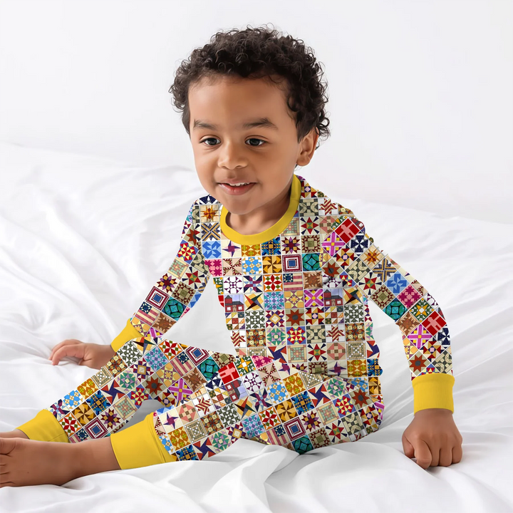 Heritage Quilt Bamboo Two Piece Long Sleeve Pajama Set