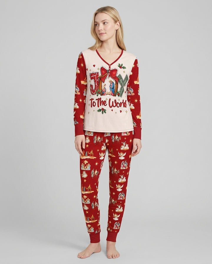 Nativity Joy To The World Bamboo Women Pajama Set