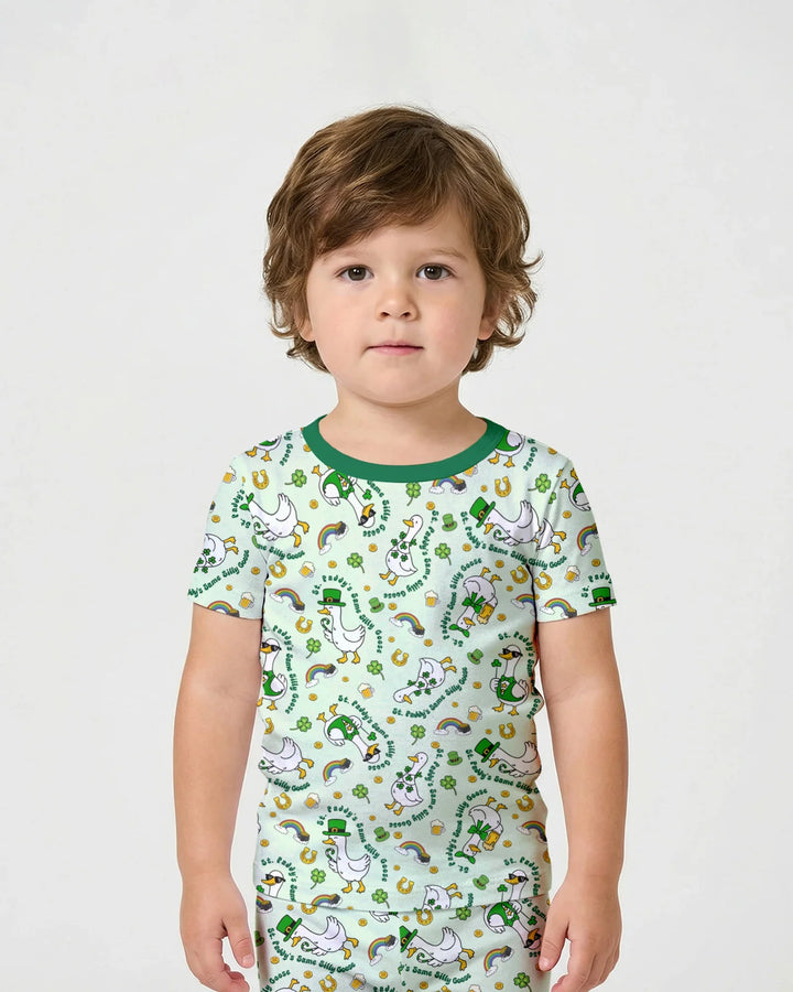 St. Patrick's Day Silly Goose Bamboo Two Piece Short Sleeve Shorts Pajama Set