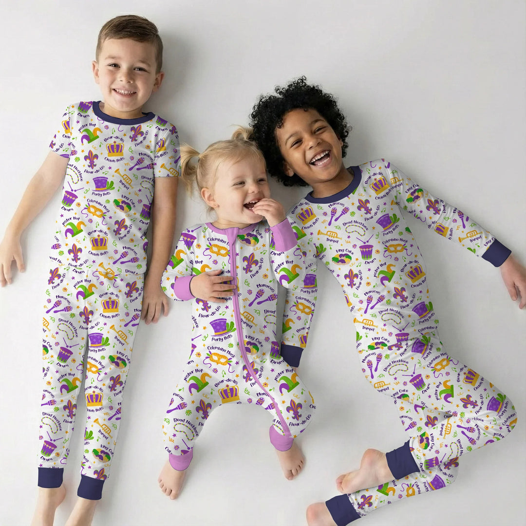 Mardi Gras Family Matching Bamboo Convertible Zippy