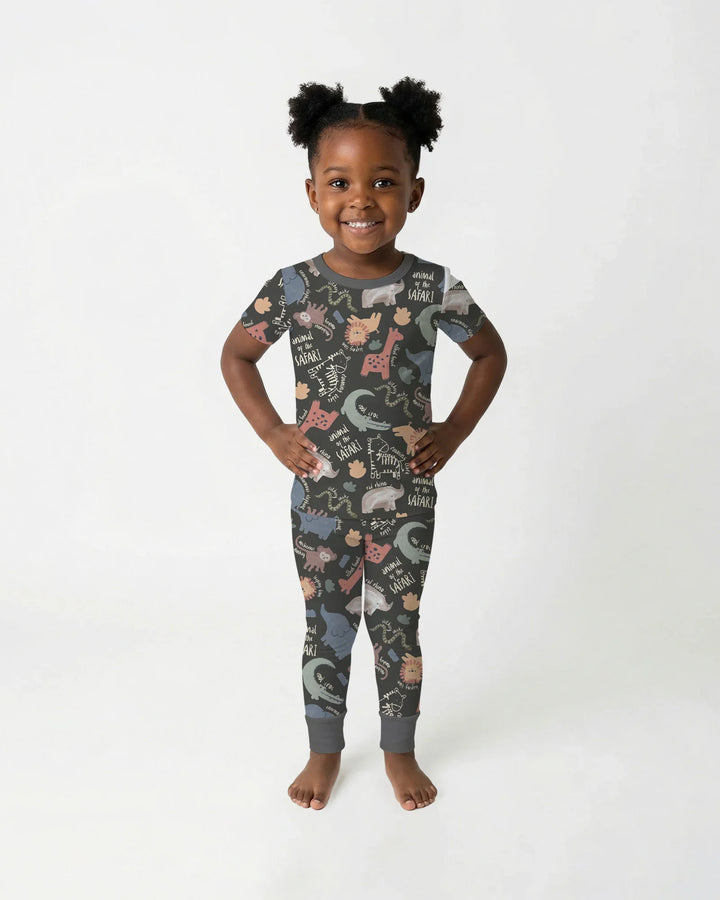 Funny African Animals Bamboo Two Piece Short Sleeve Pajama Set