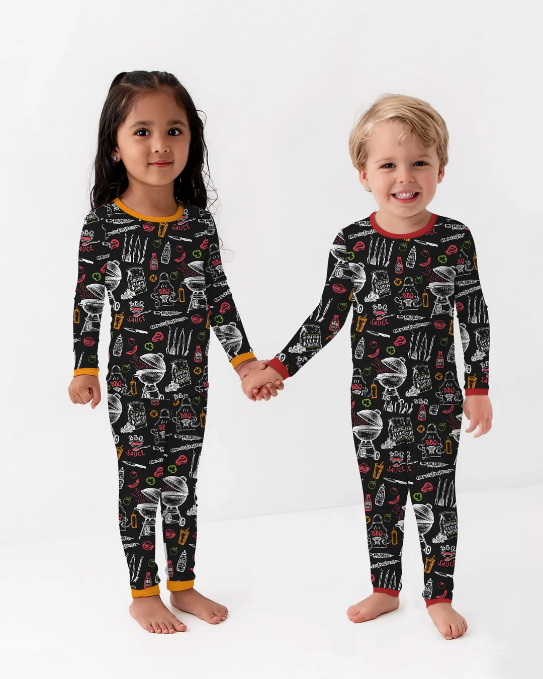 Backyard BBQ Party Family Matching Bamboo Two Piece Long Sleeve Pajama Set