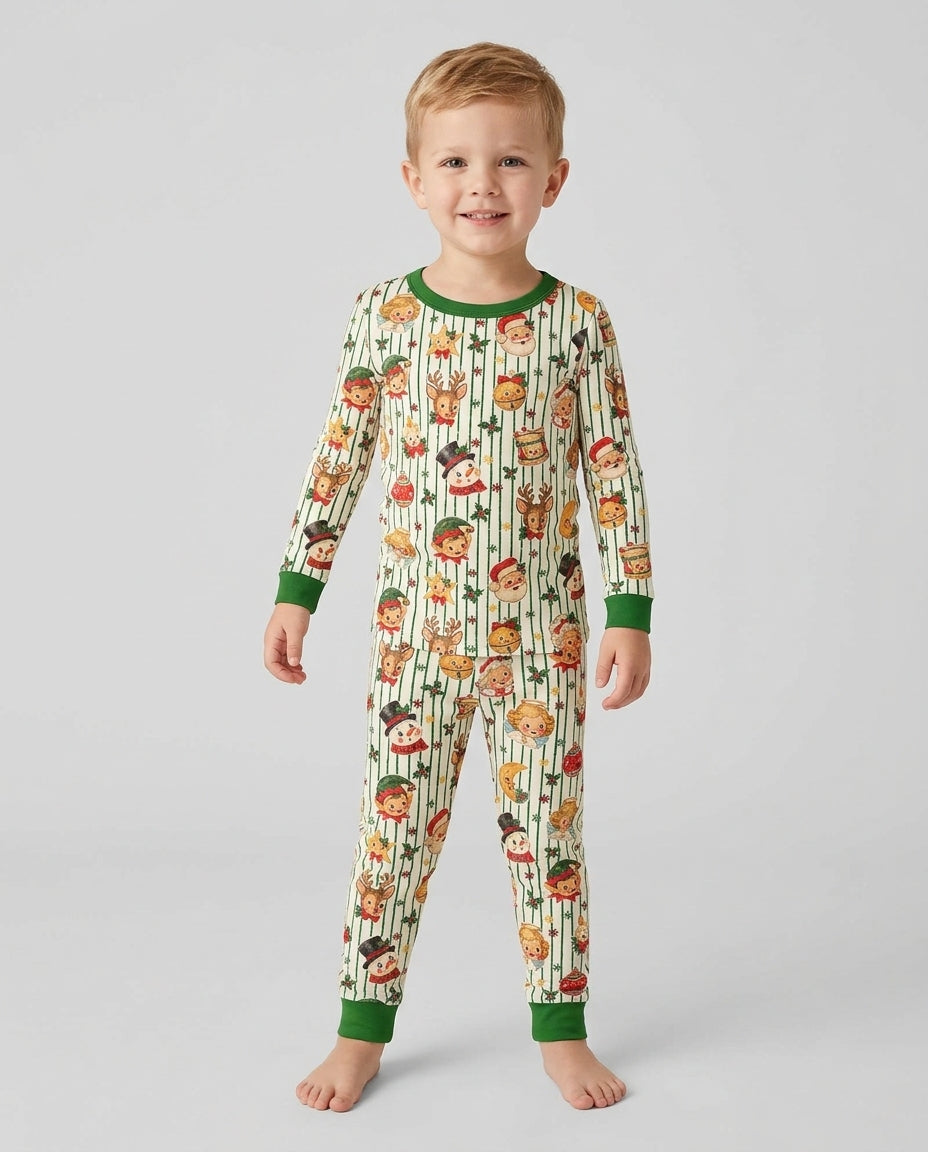 Vintage Christmas Bamboo Two Piece Long Sleeve Pajama Set