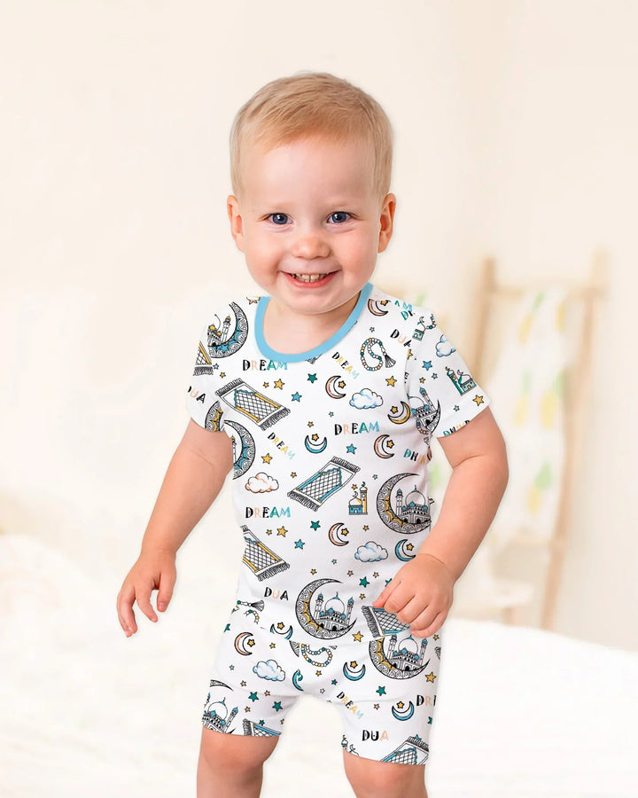 Dua, Dhikr, Dream Matching Family Bamboo Two Piece Short Sleeve Shorts Pajama Set