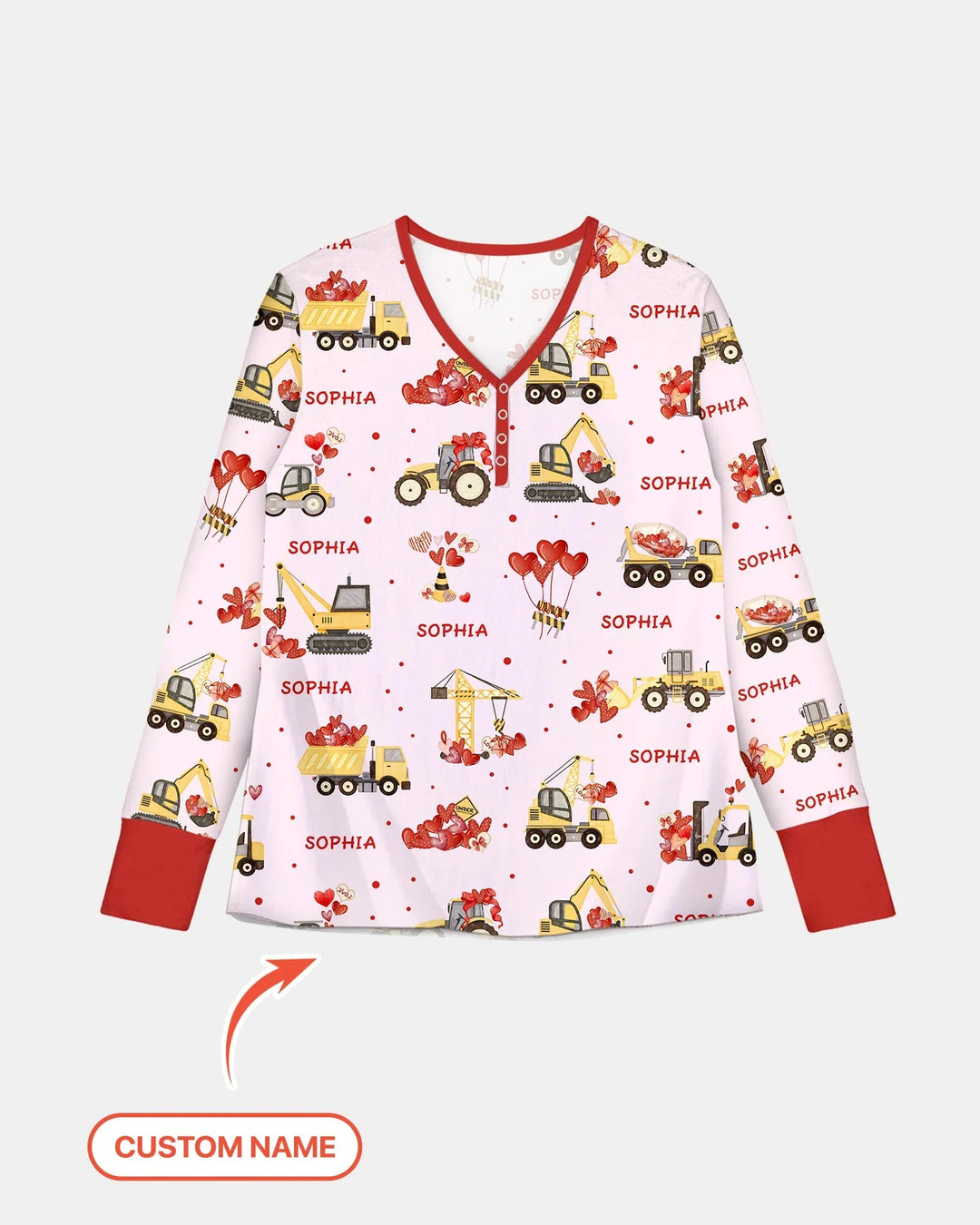 Custom Name Valentine Trucks Family Matching Bamboo Women Pajama Set