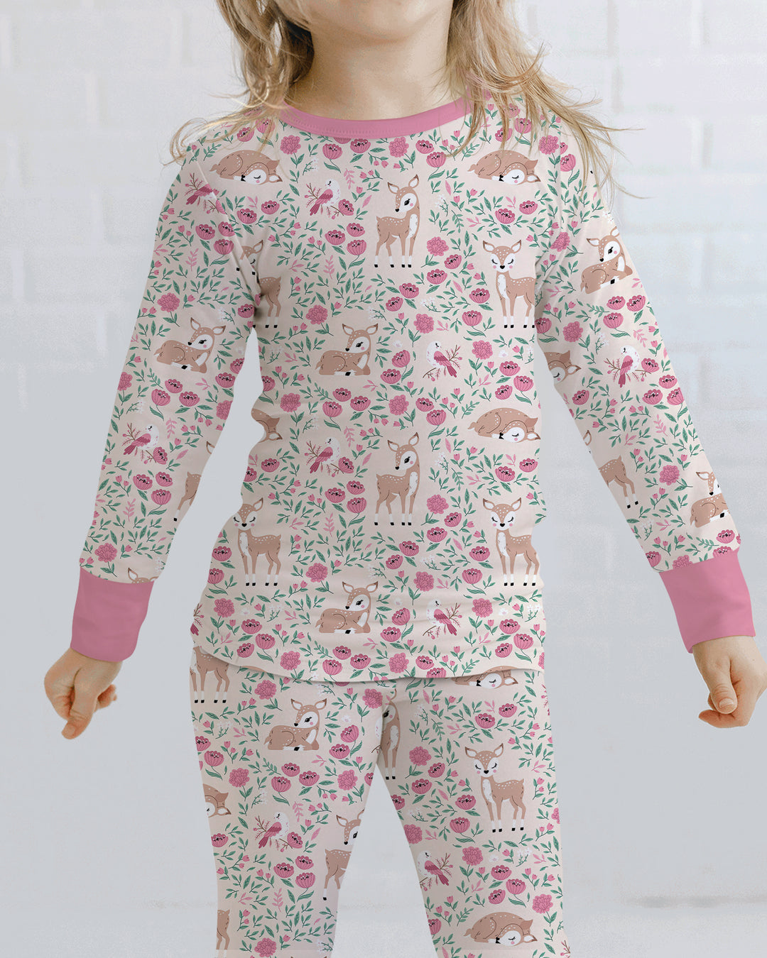 Little Deer Meadow Bamboo Two Piece Long Sleeve Pajama Set