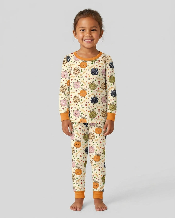 Boho Pumpkin Doodle Bamboo Two Piece Long Sleeve Pajama Set