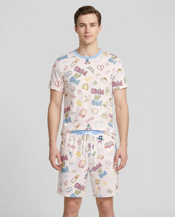 A Child Of God Family Matching Bamboo Men Short Sleeve Short Pajama Set
