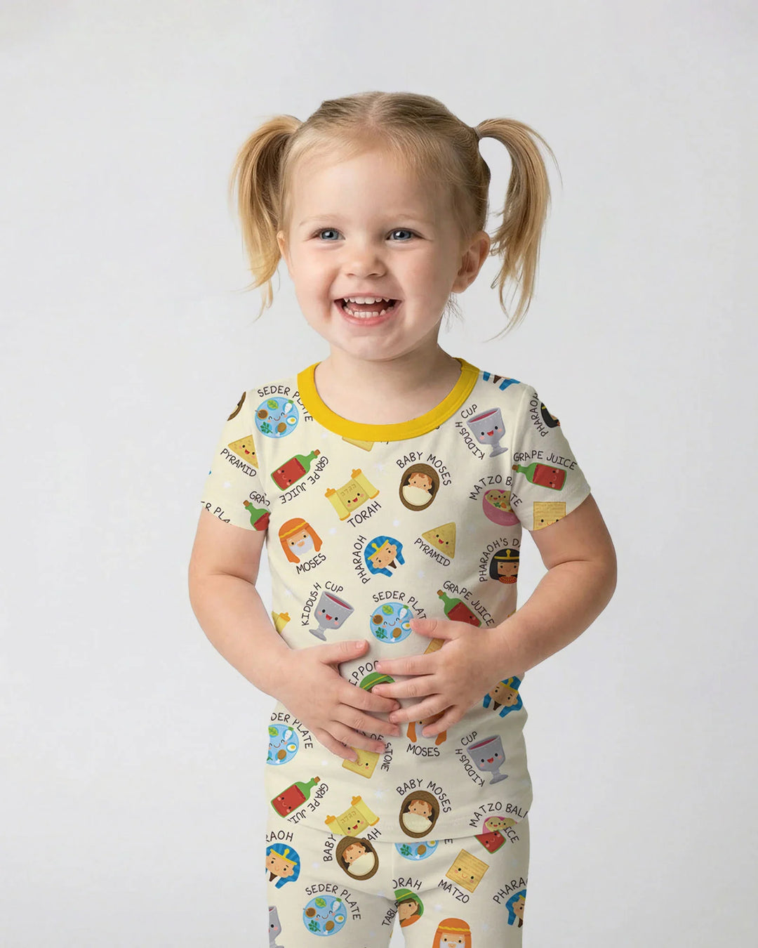 Cute Passover CharactersBamboo Two Piece Short Sleeve Pajama Set