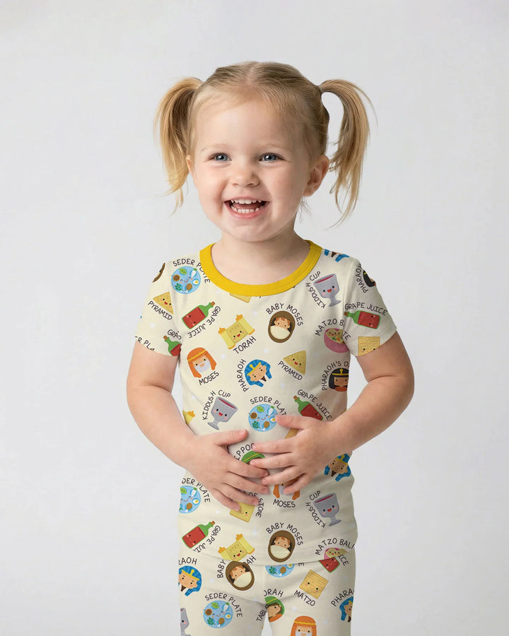Cute Passover CharactersBamboo Two Piece Short Sleeve Pajama Set