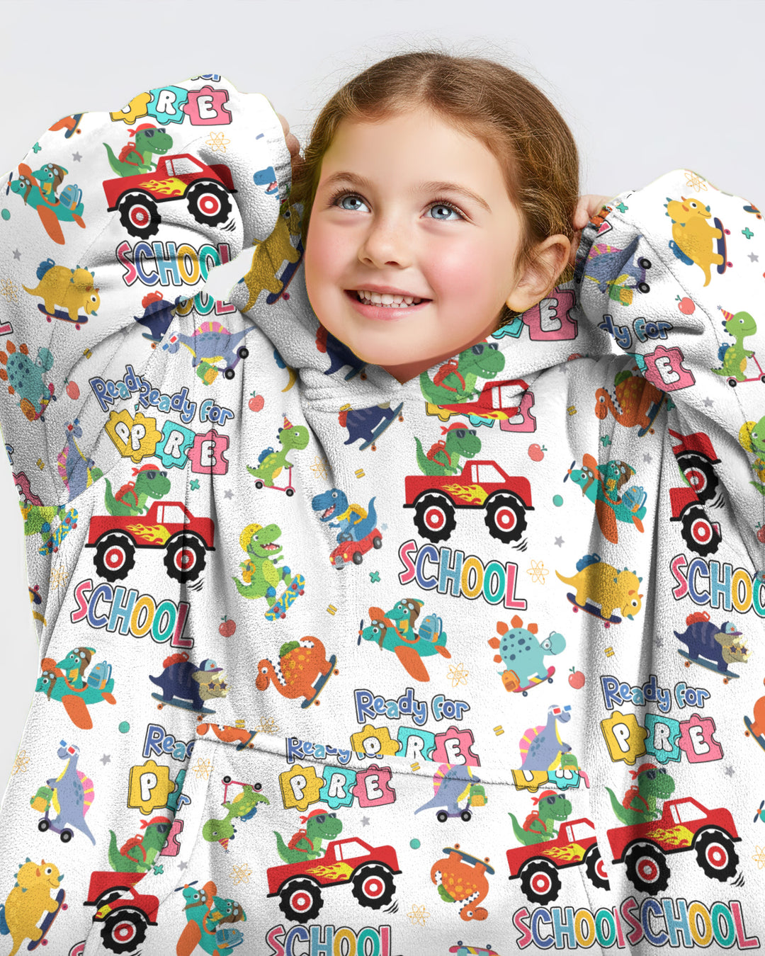 First Day of Preschool T-Rex Bamboo Blanket Hoodie