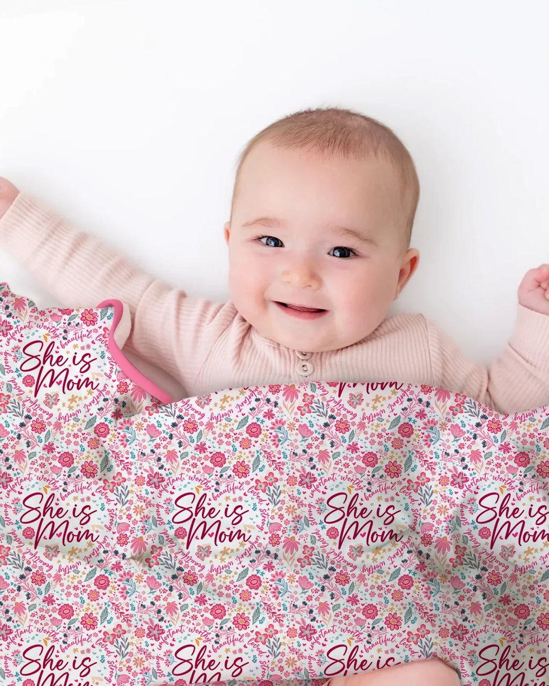 She Is Mom Floral Bamboo Blanket