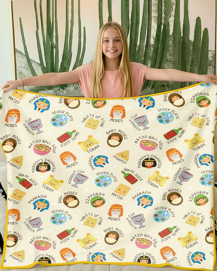 Cute Passover Characters Bamboo Blanket