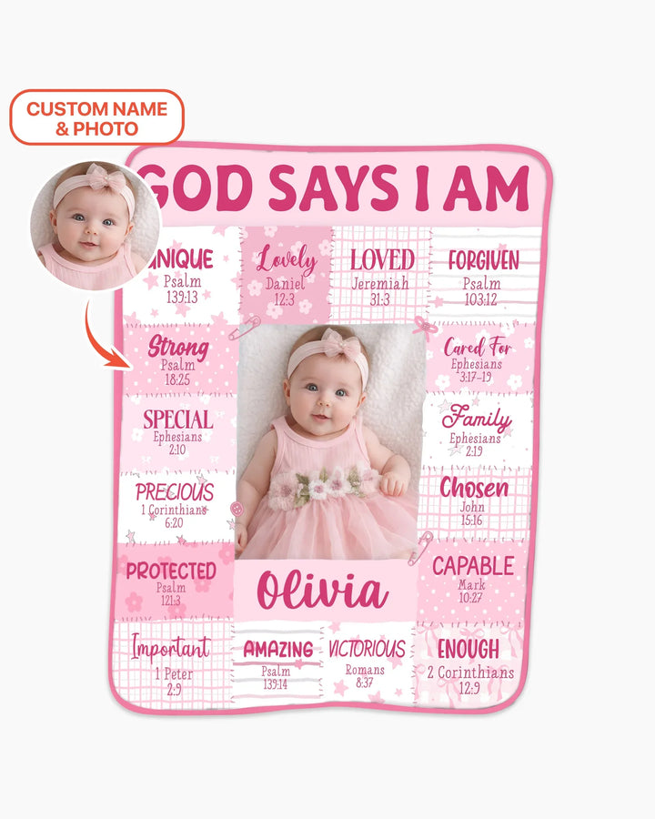 Custom Photo God Says I Am Bamboo Blanket