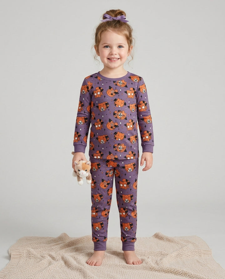 Batty Pumpkin Cats Bamboo Two Piece Long Sleeve Pajama Set
