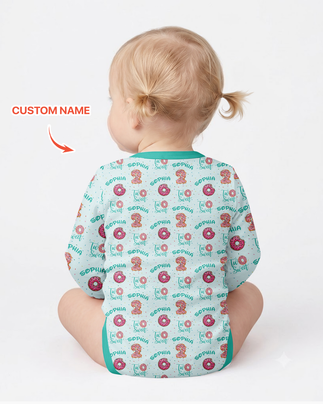 Custom Name Two Sweet Donut Bamboo Bodysuit