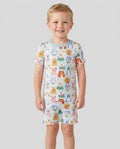 Whimsical Puppy Parade Family Matching Bamboo Two Piece Short Sleeve Shorts Pajama Set