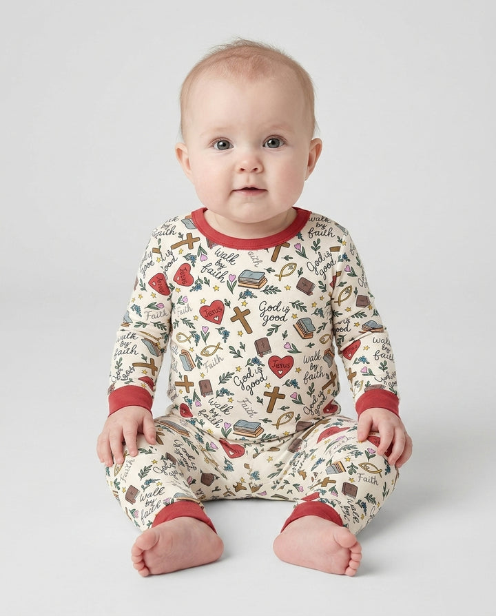 Love Jesus God Is Good Bamboo Two Piece Long Sleeve Pajama Set