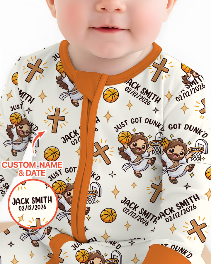 Personalized Baptism Just Got Dunk'd Bamboo Convertible Zippy