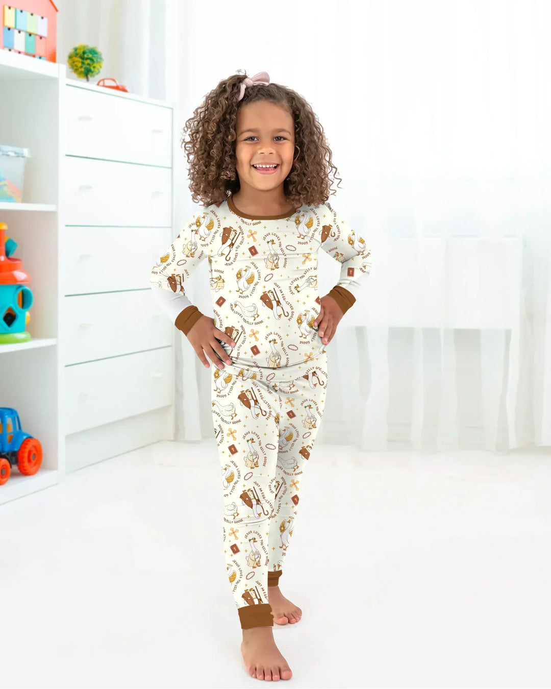 Jesus Loves You Silly Goose Bamboo Two Piece Short Sleeve Pajama Set