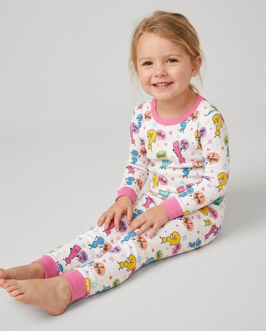 Punctuation Emotion Two Piece Long Sleeve Pajama Set