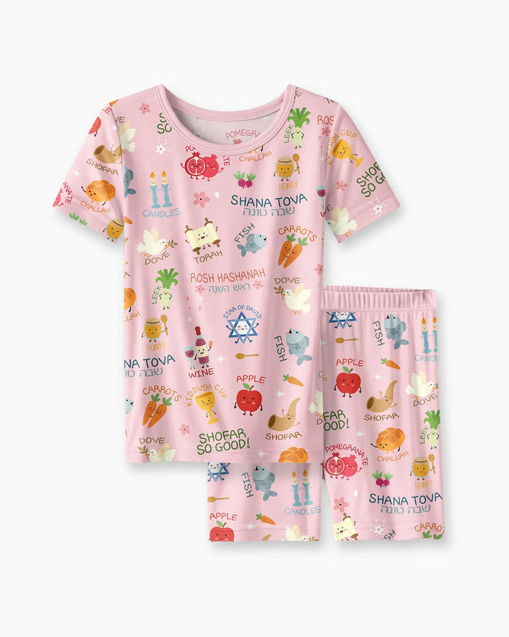 Family Rosh Hashanah Matching Bamboo Two Piece Short Sleeve Shorts Pajama Set