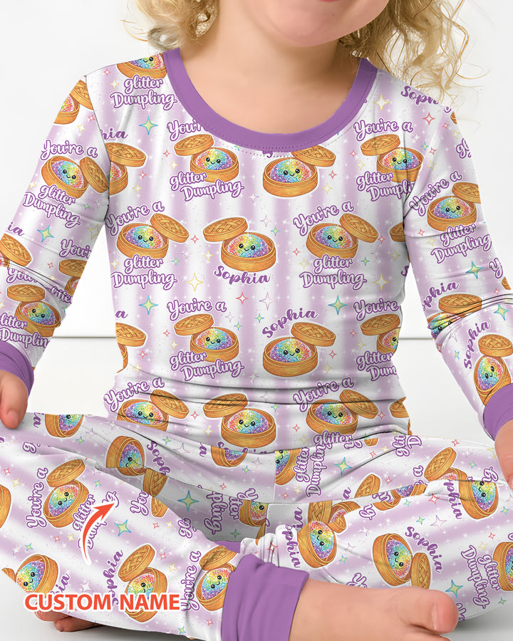 Personalized You're Glitter Dumpling Bamboo Two Piece Long Sleeve Pajama Set