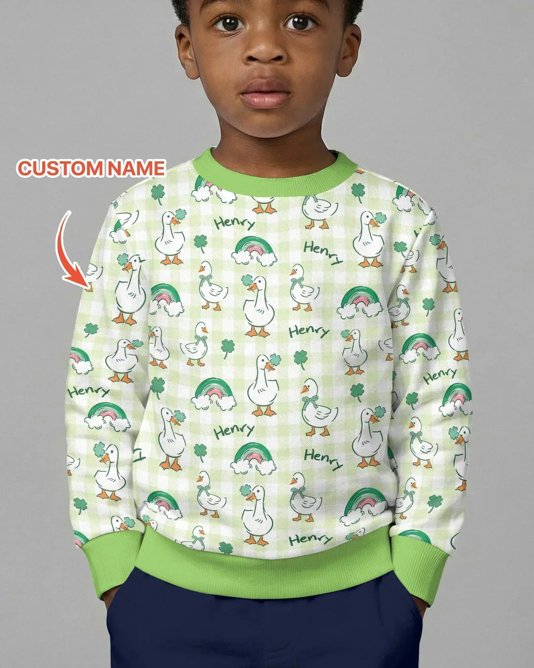Custom Name Lucky Ducks Bamboo Crewneck Sweatshirt