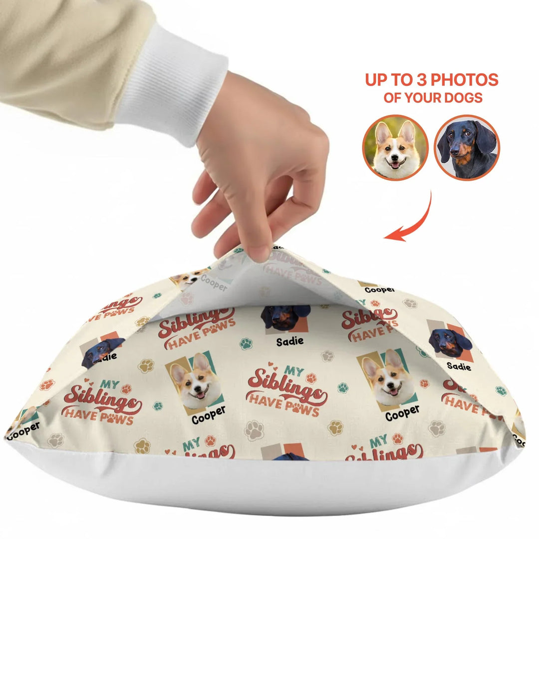 Custom Dog Photos "My Siblings Have Paws" Bamboo Pillow Case