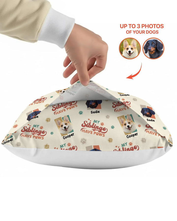 Custom Dog Photos "My Siblings Have Paws" Bamboo Pillow Case