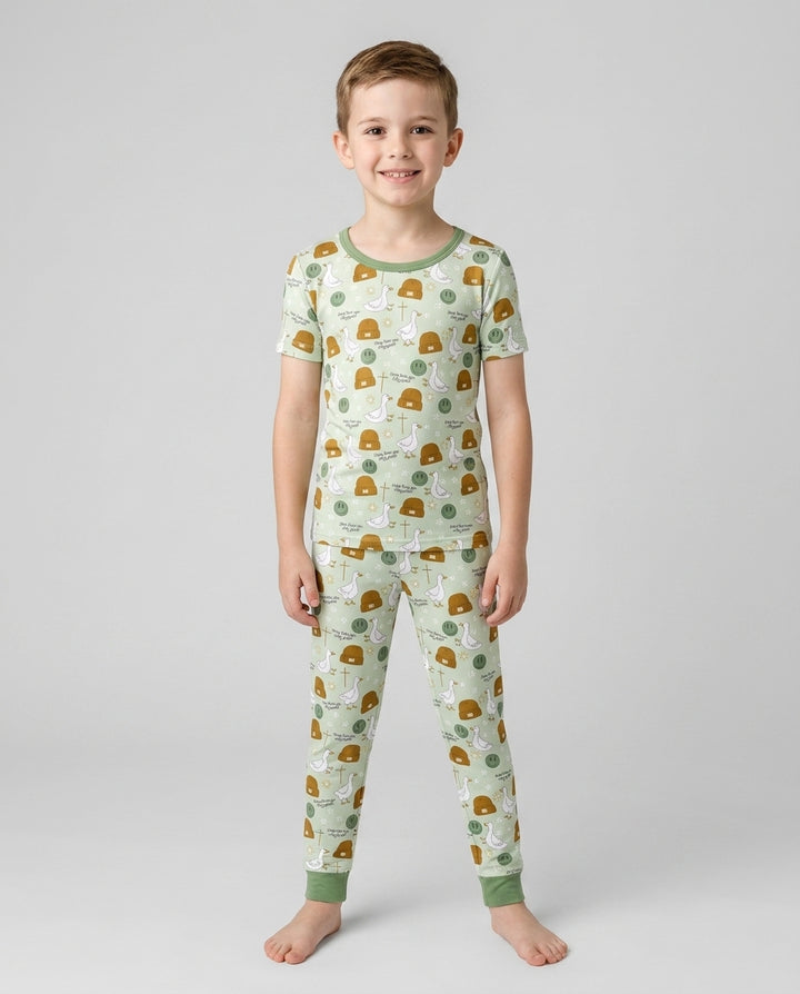 Jesus Loves You Silly Goose Bamboo Two Piece Short Sleeve Pajama Set