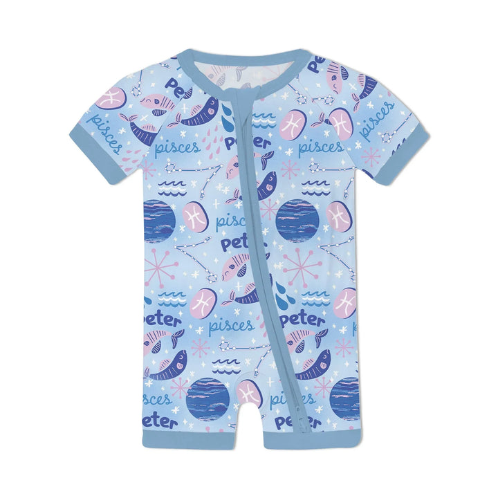 Custom Name Zodiac Pisces Bamboo Shorty Zippy