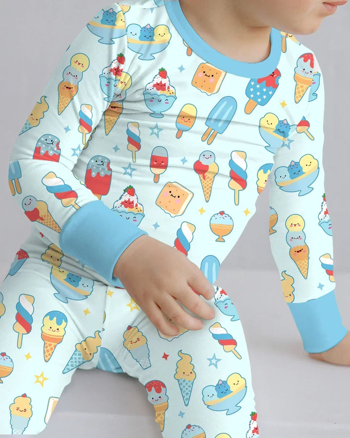 American Ice cream Bamboo Two Piece Long Sleeve Pajama Set