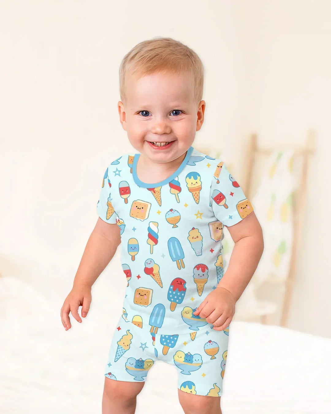 American Ice cream Bamboo Two Piece Short Sleeve Shorts Pajama Set