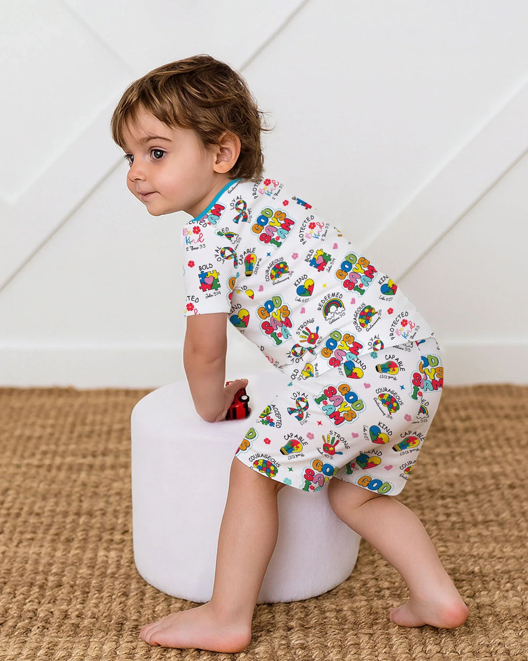 God Says I Am Autism Awareness Two Piece Short Sleeve Shorts Pajama Set