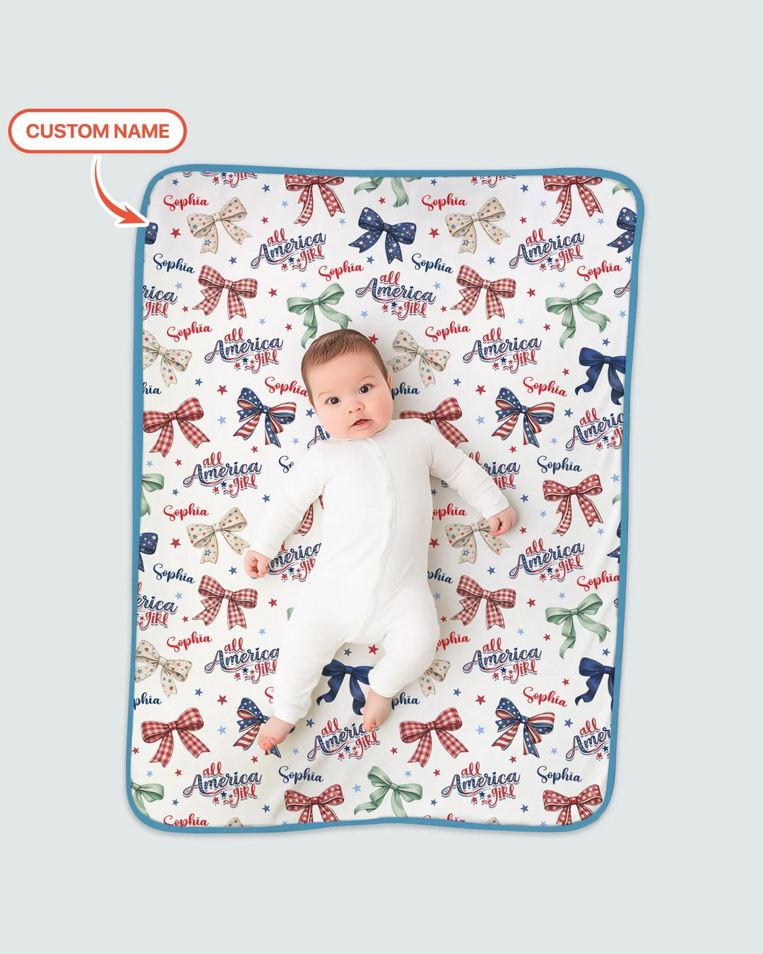 Custom Name All American Girl Bamboo Blanket