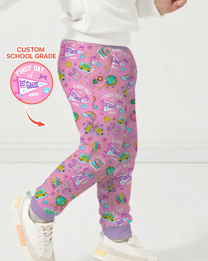 Custom Grade Girls School First Day Bamboo Jogger