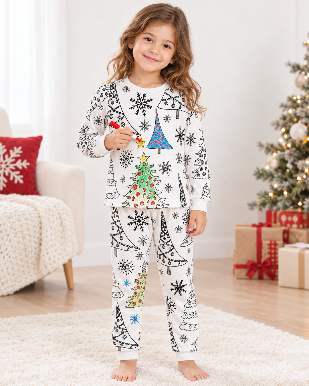 Christmas Colorable Bamboo Two Piece Pyjamas Set