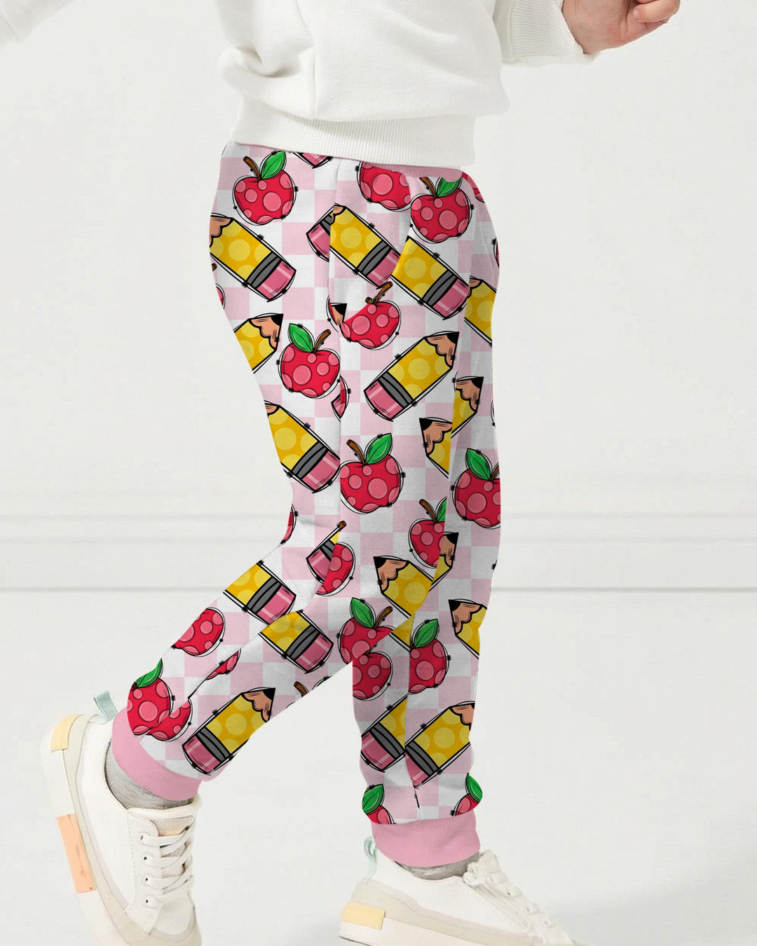 Checkered Apple Scribbles Bamboo Jogger