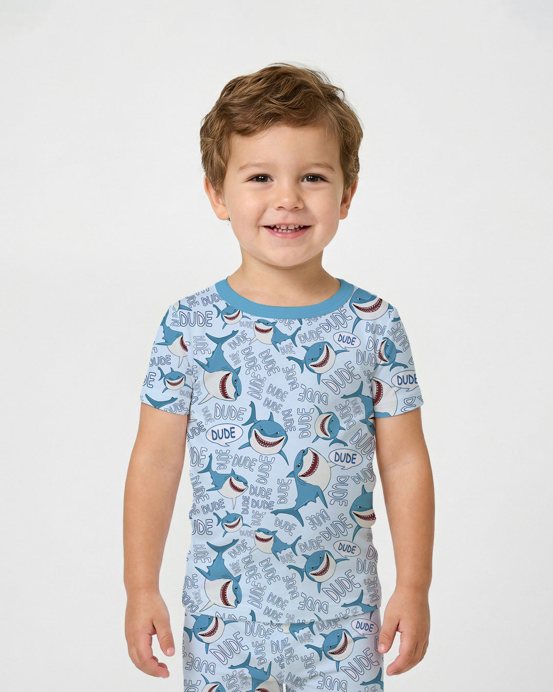 Dude Shark Bamboo Two Piece Short Sleeve Pajama Set