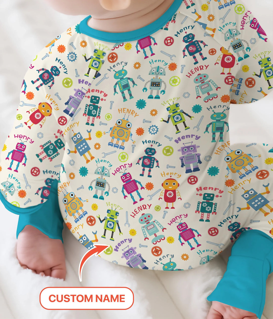 Robo Buddy Squad Custom Name Bamboo Convertible Zippy