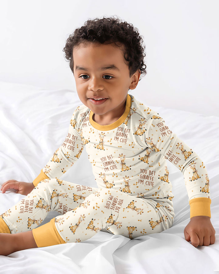 You Bet Giraffe I'm Cute Bamboo Two Piece Long Sleeve Pajama Set