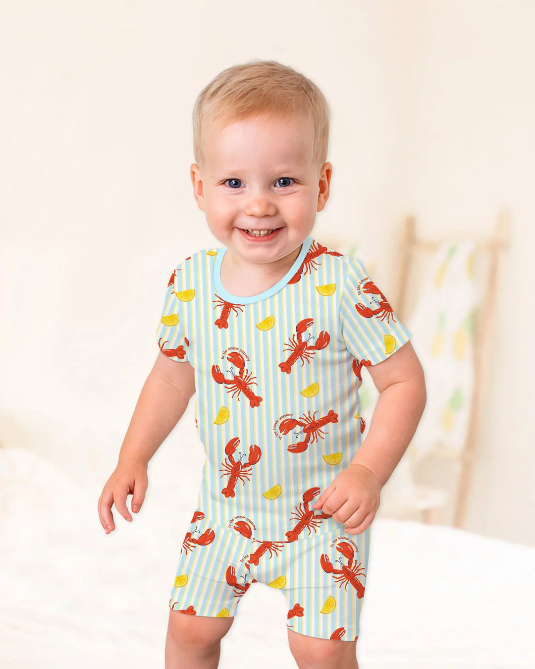 Crawfish Pinch Bamboo Two Piece Short Sleeve Shorts Pajama Set